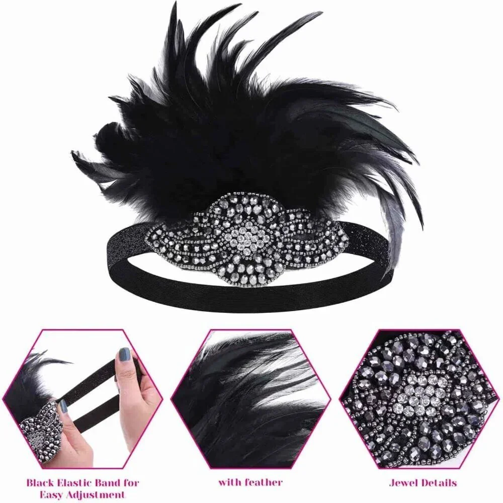 Flapper Accessories Women 1920s Gatsby Roaring 20s Costume Jewelry Set